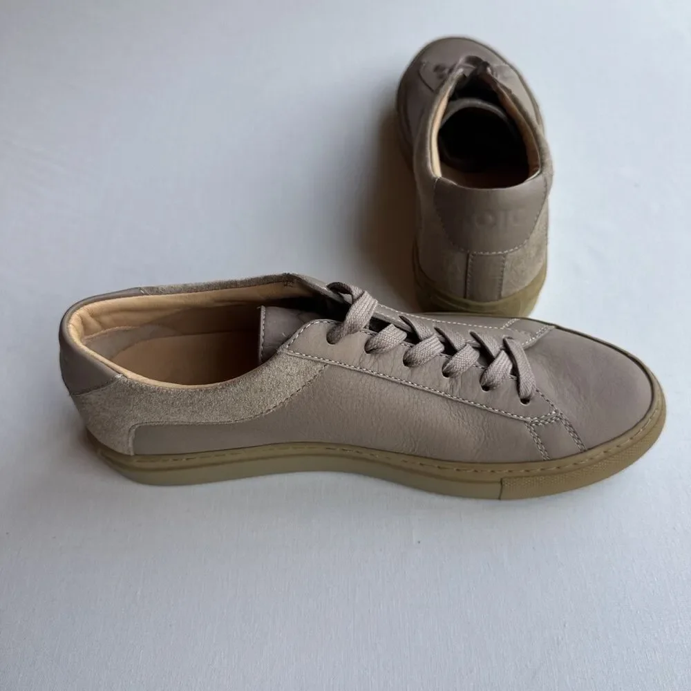KOIO Capri Men's Low Top Sneakers Size 38 Italy Leather Shoes Taupe Tan Perfect